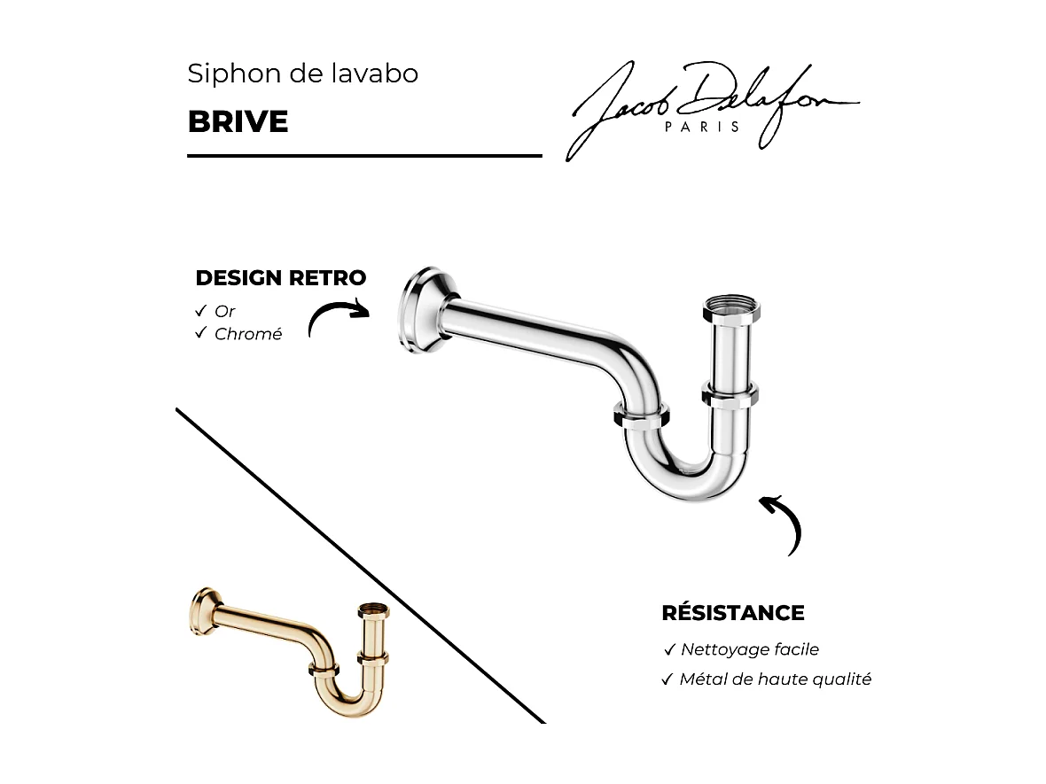 Siphon JACOB DELAFON Cléo 1889 chrome