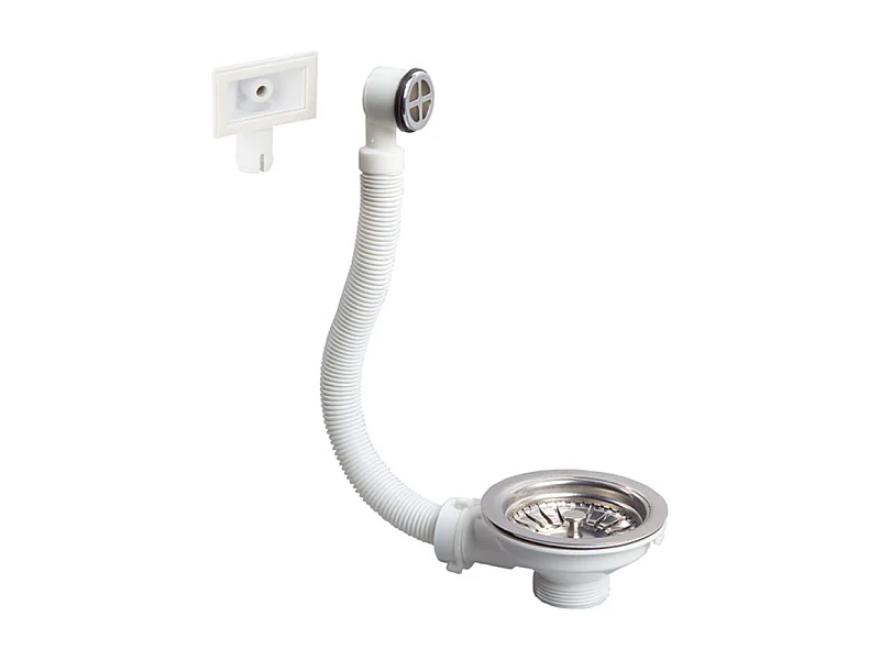 Desagüe con cesta coladora de acero inoxidable WIRQUIN D90 para fregadero de un seno con rebosadero