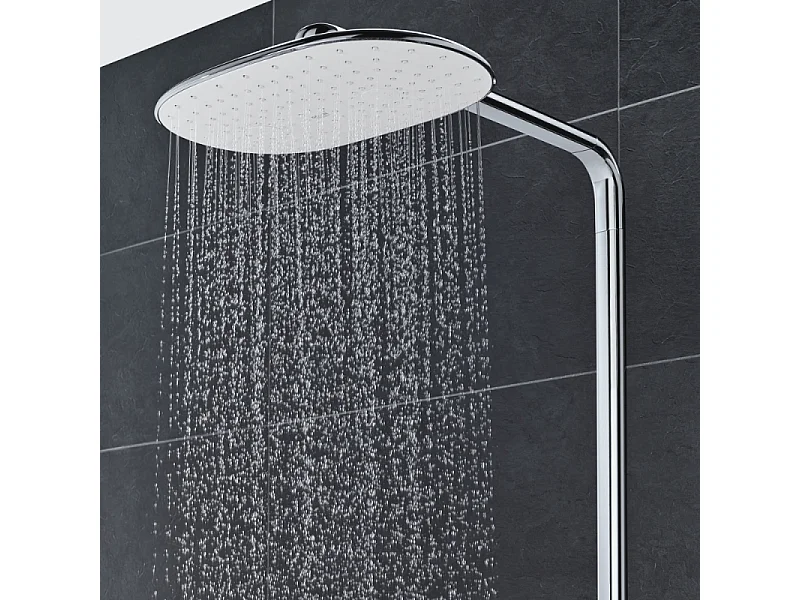 Colonne de douche thermostatique GROHE Rainshower System SmartControl Mono 360 Blanc/chromé + Tablette douche d'angle Start Cube