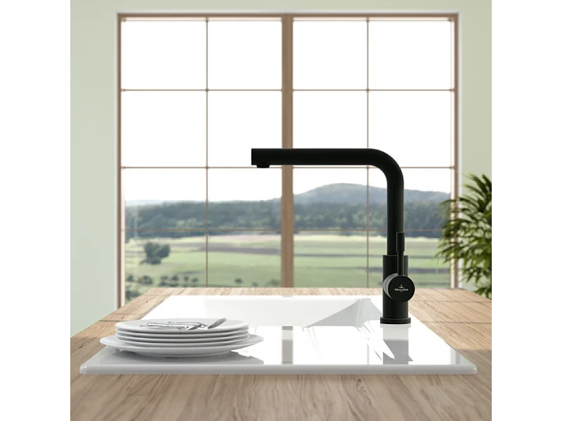 Robinet de cuisine avec douchette VILLEROY & BOCH Steel Shower Noir mat