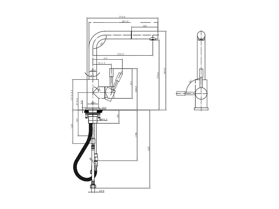 Robinet de cuisine avec douchette VILLEROY & BOCH Steel Shower Noir mat