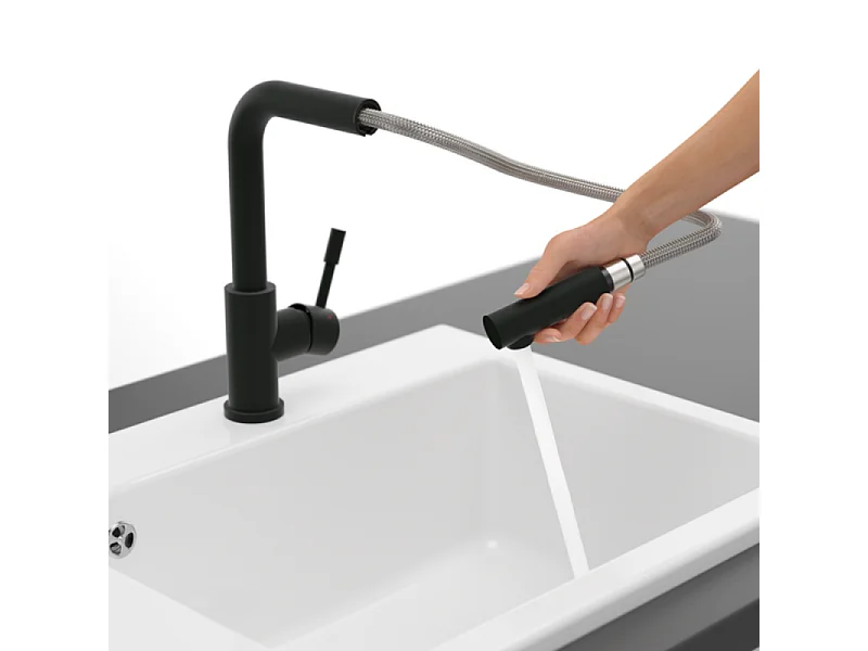 Robinet de cuisine avec douchette VILLEROY & BOCH Steel Shower Noir mat