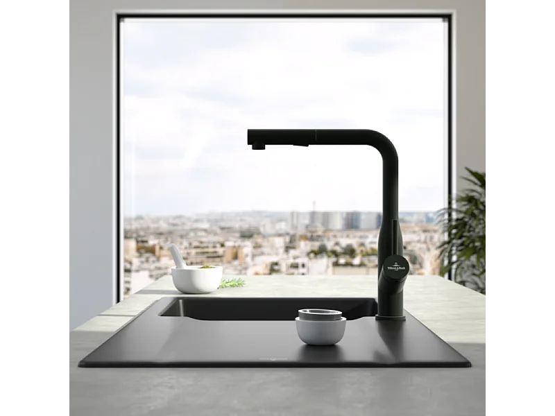 Robinet de cuisine avec douchette VILLEROY & BOCH Subway Style Shower Noir mat