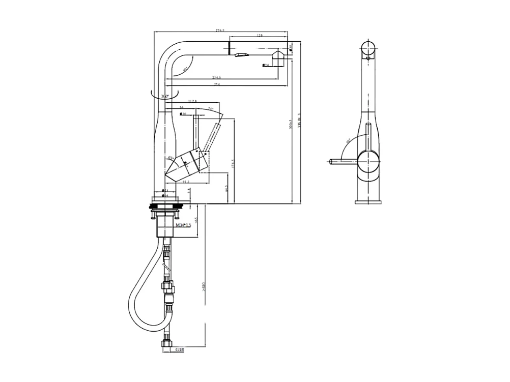 Robinet de cuisine avec douchette VILLEROY & BOCH Subway Style Shower Noir mat