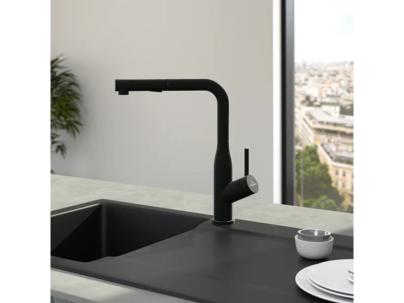 Robinet de cuisine avec douchette VILLEROY & BOCH Subway Style Shower Noir mat