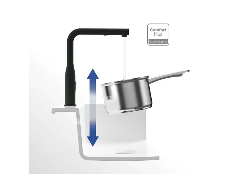 Robinet de cuisine avec douchette VILLEROY & BOCH Subway Style Shower Noir mat