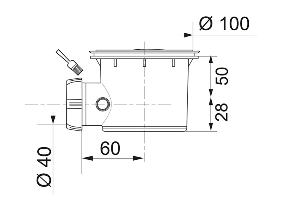 Bonde de receveur de douche sortie horizontale WIRQUIN Tourbillon D90 sans dôme