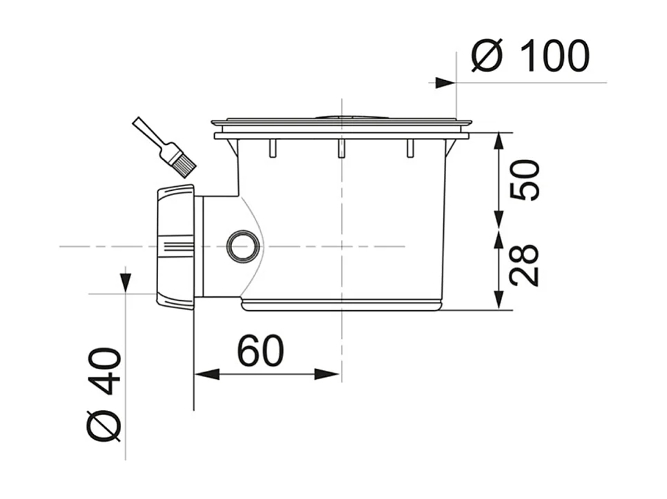 Bonde de receveur de douche sortie horizontale WIRQUIN Tourbillon D90 sans dôme