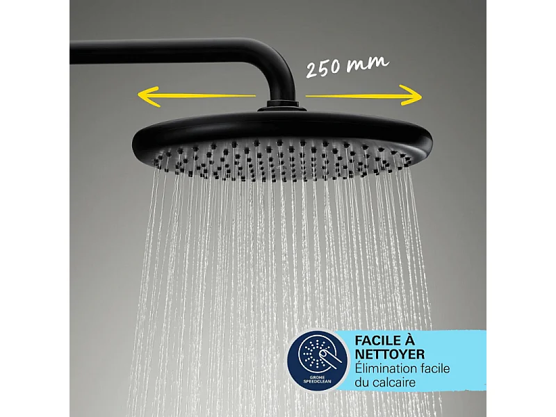 Colonne bain douche thermostatique GROHE Vitalio Start System noir mat + Panier douche Start Cube