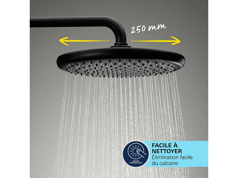 Colonne bain douche thermostatique GROHE Vitalio Start System noir mat + Panier douche Start Cube