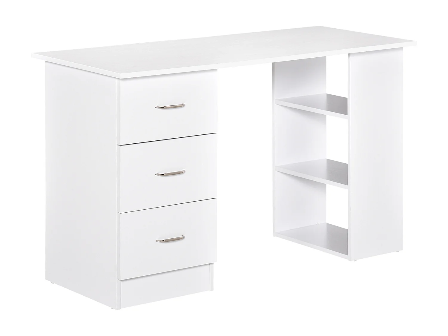 Easycomfort Scrivania Porta Pc Con 3 Cassetti E 3 Ripiani, Scrivania Per Camera E Ufficio In Legno 120x49x72cm Bianco