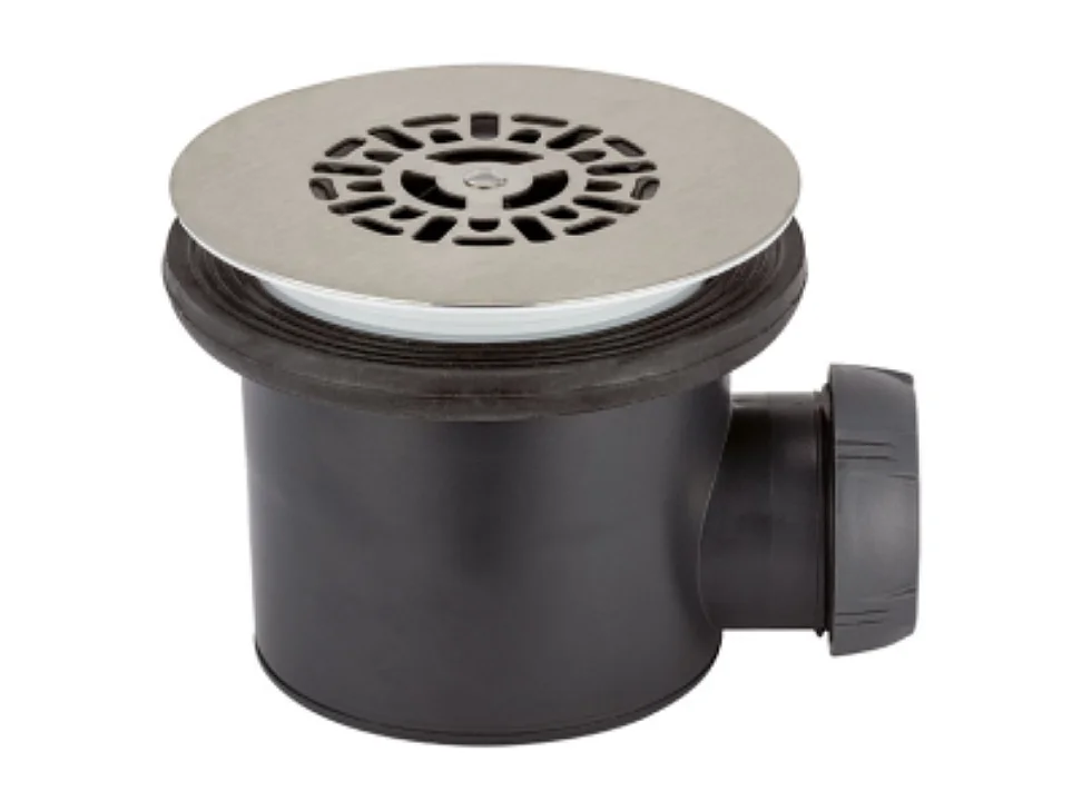 Bonde de receveur de douche sortie horizontale WIRQUIN Tourbillon D90 grille plate inox