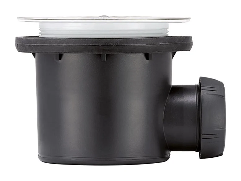 Bonde de receveur de douche sortie horizontale WIRQUIN Tourbillon D90 grille plate inox