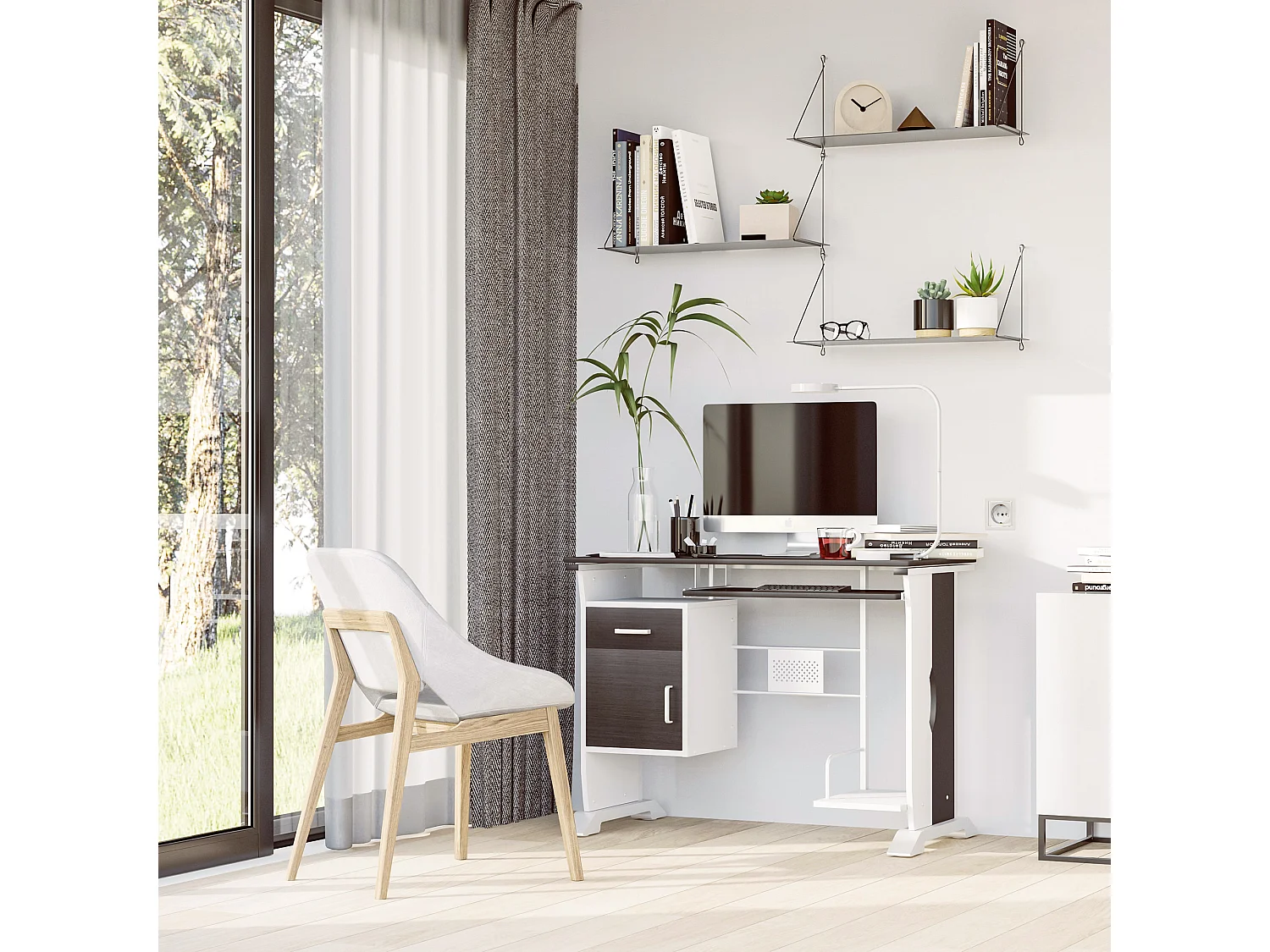 Easycomfort Scrivania Per Computer Porta Pc, Scrivania Per Cameretta E Ufficio Con Cassetto Legno 100x52x75 Cm