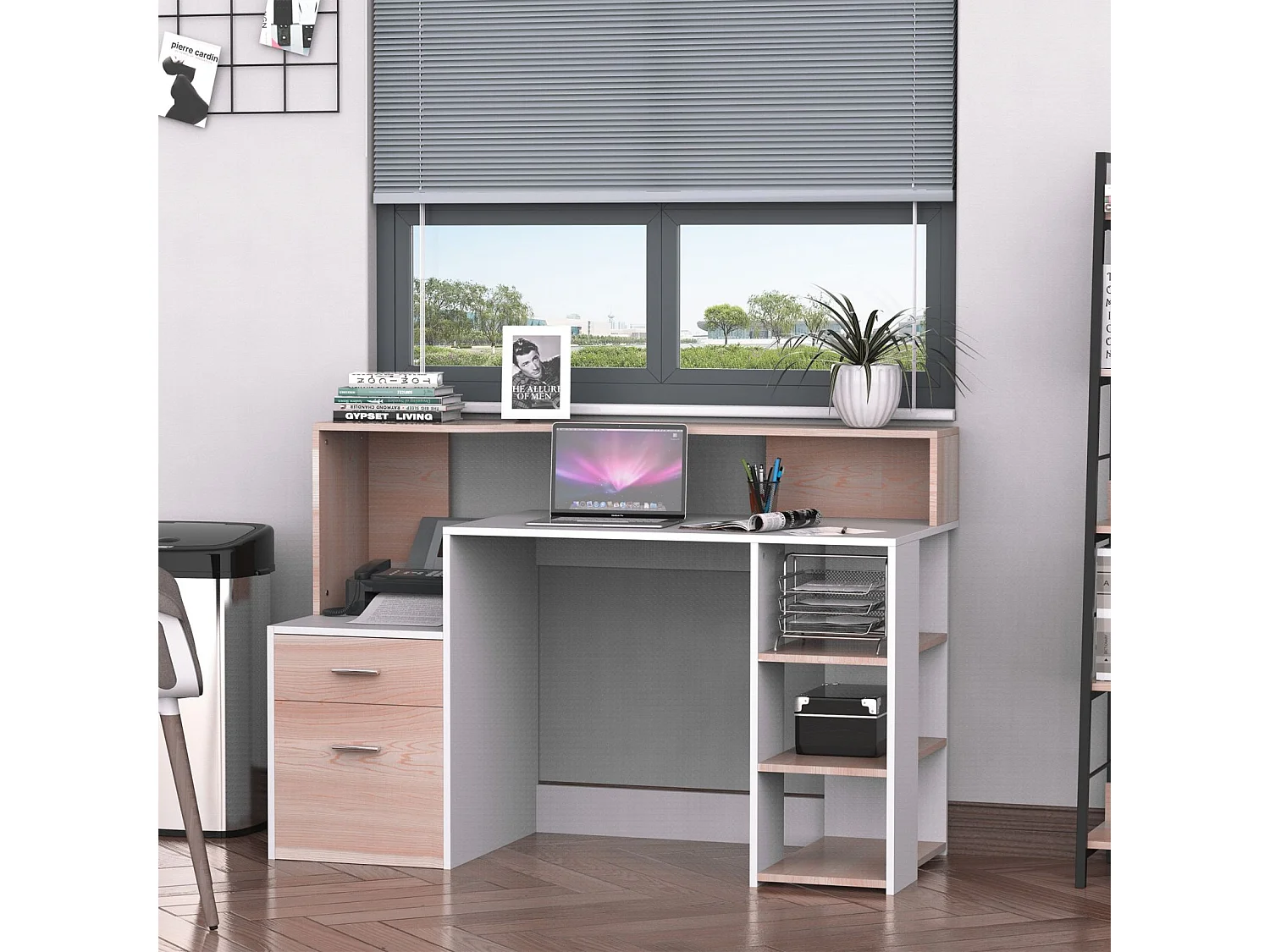 Easycomfort – Moderna Scrivania Per Computer Con Ripiani In Legno Mdf 137 X 55 X 92cm