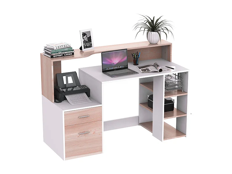 Easycomfort – Moderna Scrivania Per Computer Con Ripiani In Legno Mdf 137 X 55 X 92cm