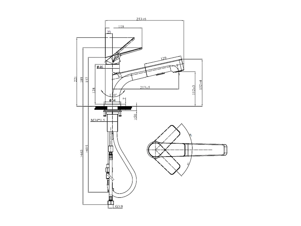 Robinet de cuisine avec douchette VILLEROY & BOCH Junis Shower Noir mat