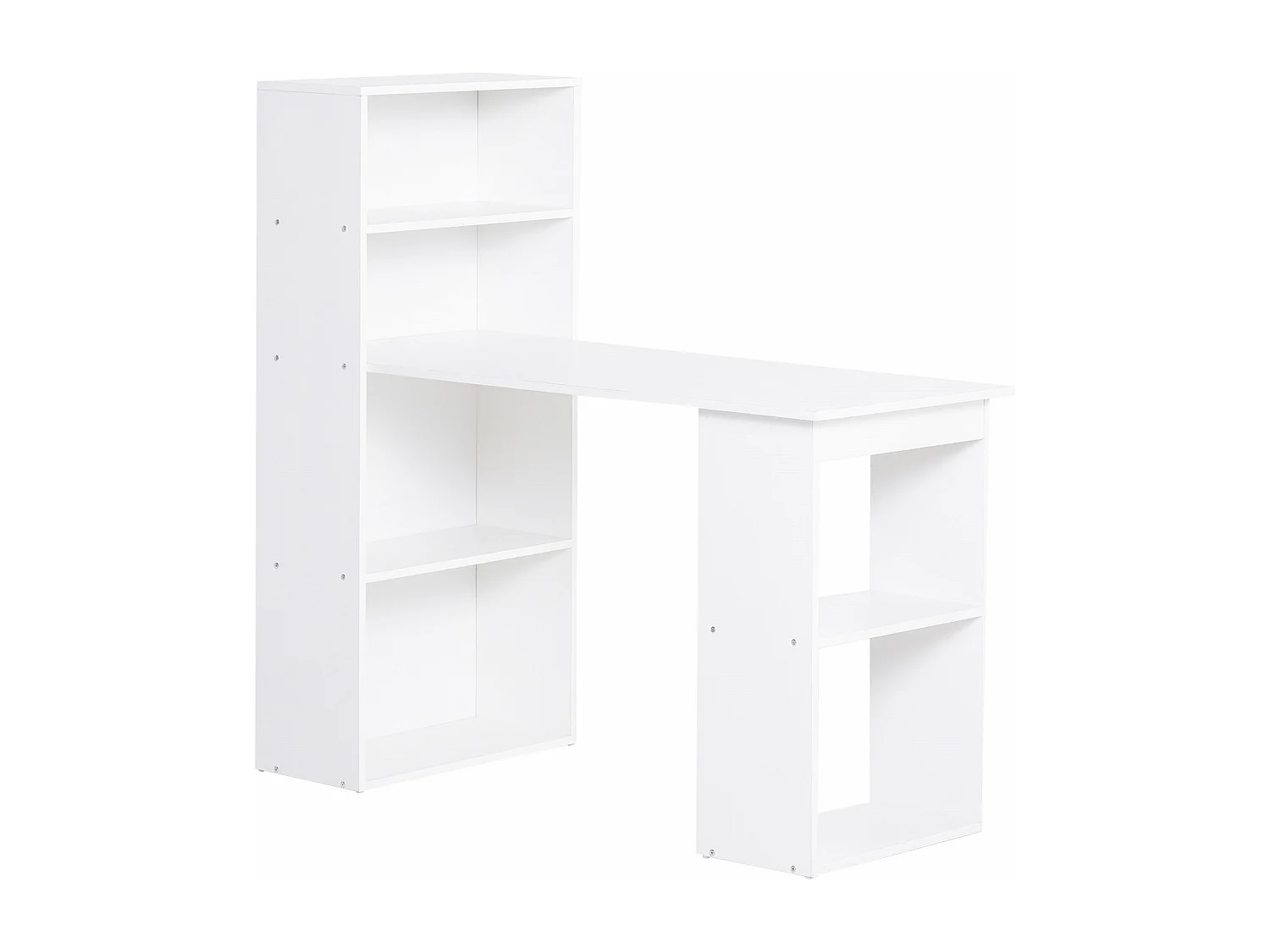 Easycomfort Scrivania Computer Con Libreria Salvaspazio, Tavolo Da Pranzo Per Ufficio E Studio, 120x55x120 Cm, Bianco