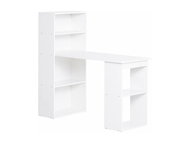 Easycomfort Scrivania Computer Con Libreria Salvaspazio, Tavolo Da Pranzo Per Ufficio E Studio, 120x55x120 Cm, Bianco