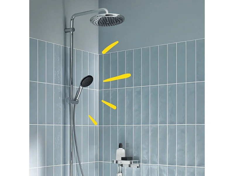 Colonne bain douche thermostatique GROHE Vitalio Start System chromé + Panier douche Start Cube