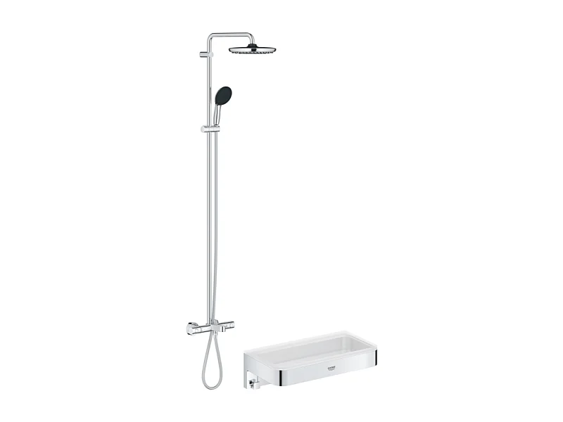 Colonne bain douche thermostatique GROHE Vitalio Start System chromé + Panier douche Start Cube