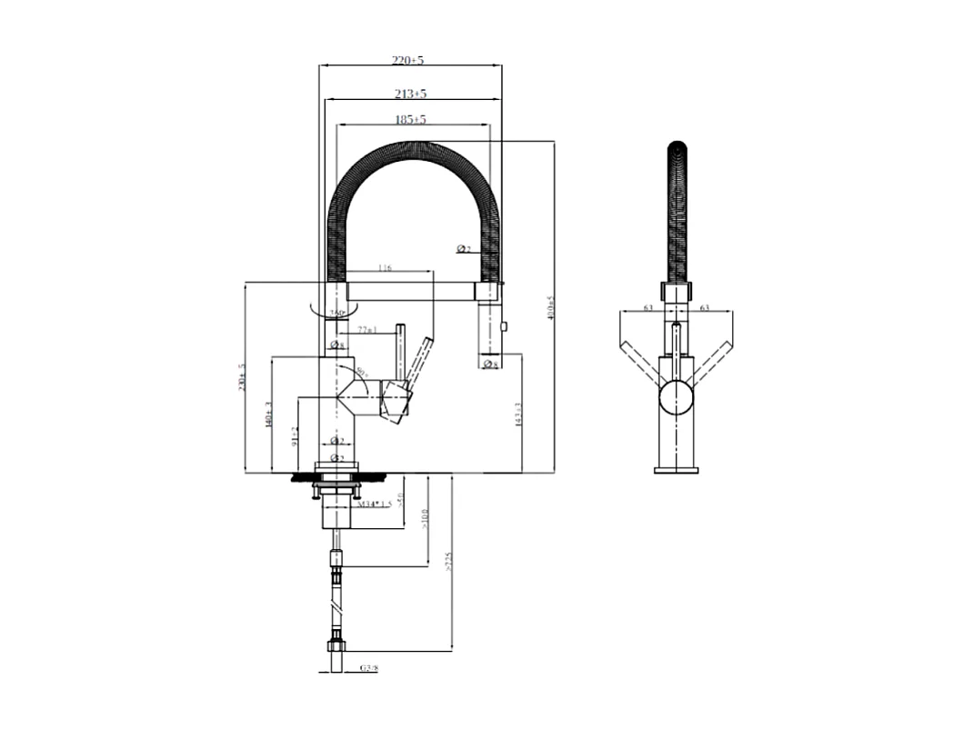 Robinet de cuisine avec douchette VILLEROY & BOCH Steel Expert Compact Noir mat