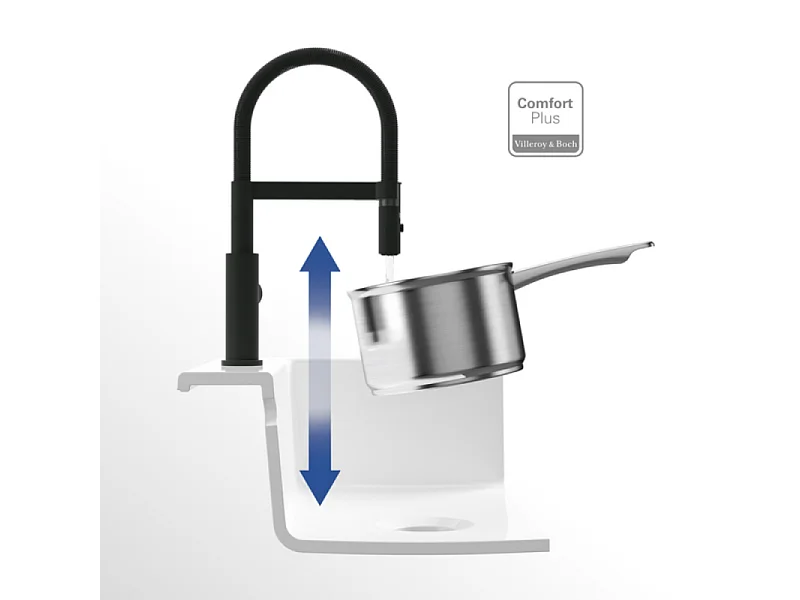 Robinet de cuisine avec douchette VILLEROY & BOCH Steel Expert Compact Noir mat