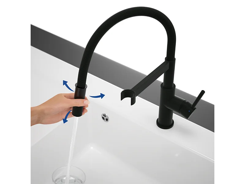 Robinet de cuisine avec douchette VILLEROY & BOCH Steel Expert Compact Noir mat