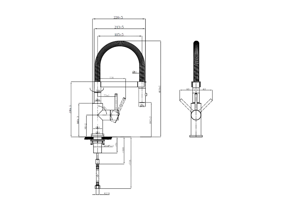 Robinet de cuisine avec douchette VILLEROY & BOCH Steel Expert Compact Noir mat