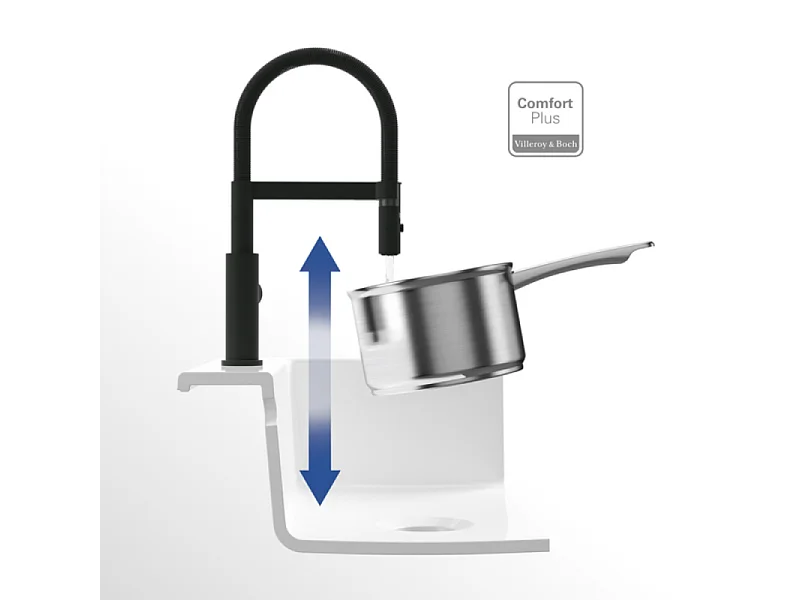 Robinet de cuisine avec douchette VILLEROY & BOCH Steel Expert Compact Noir mat