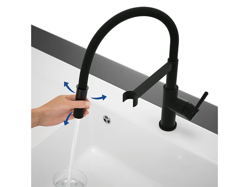 Robinet de cuisine avec douchette VILLEROY & BOCH Steel Expert Compact Noir mat