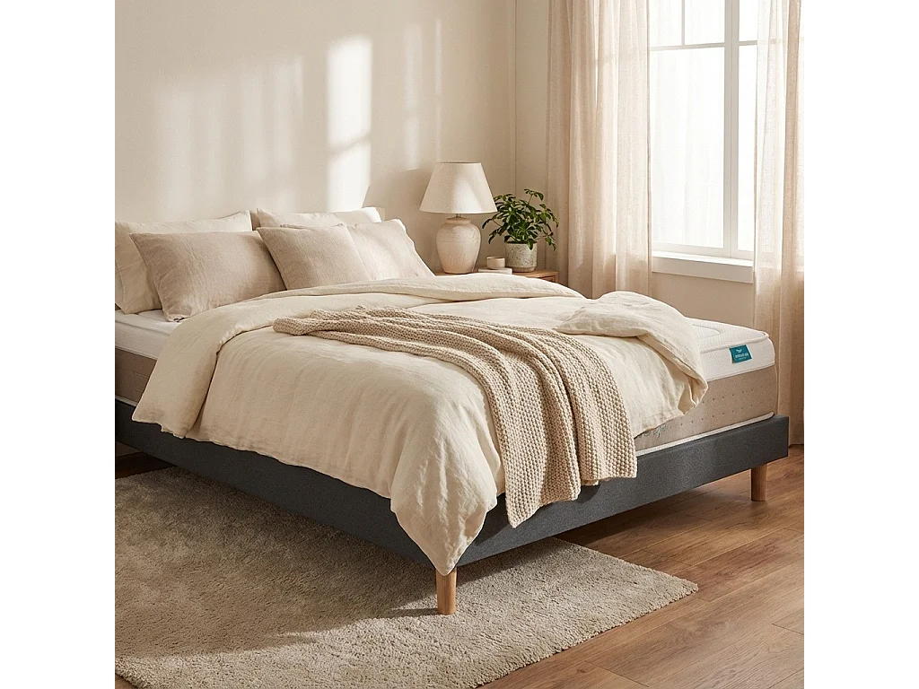 Conjunto Cloud Cotton y Kit em Madeira Milano Anthracite Talla 200 x 90 cm Altura 58 cm