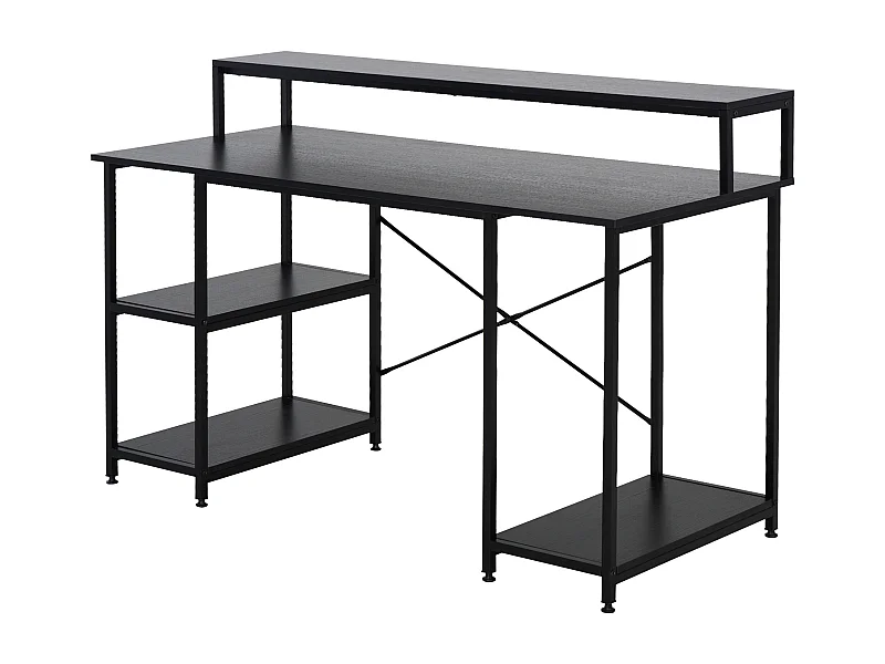 Easycomfort Scrivania Per Computer Con Ripiani Per Monitor E Cpu, Scrivania Da Ufficio Per Casa, Studio E Lavoro, Nera, 140 X 60 X 93cm