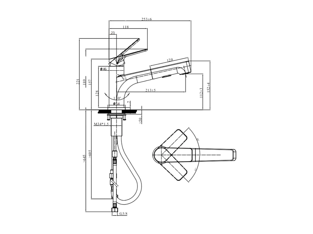 Robinet de cuisine avec douchette VILLEROY & BOCH Junis Sky Shower Noir mat