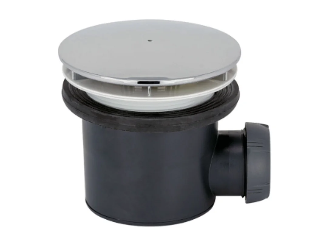 Bonde de receveur de douche sortie horizontale WIRQUIN Tourbillon D90 dôme chromé