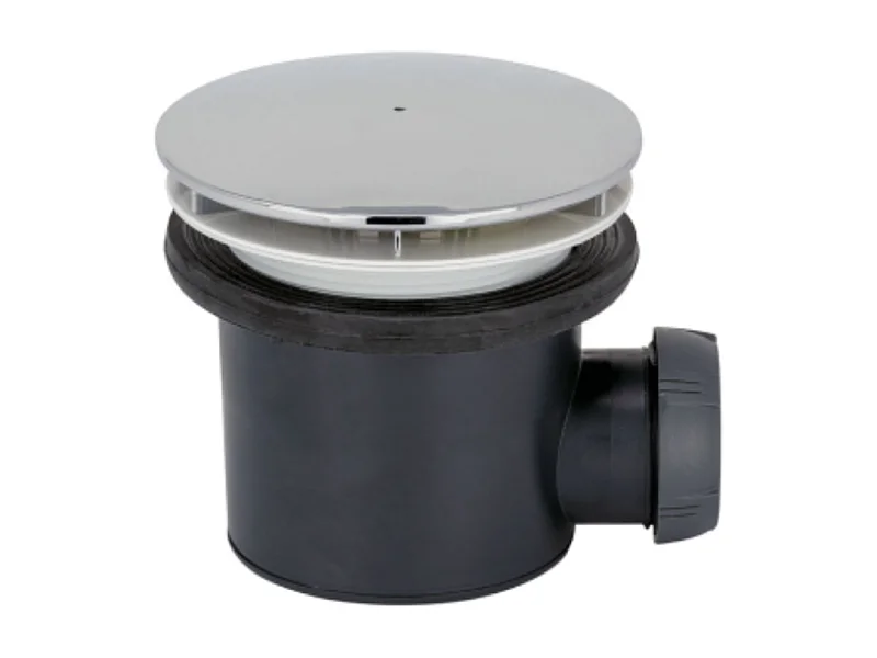 Bonde de receveur de douche sortie horizontale WIRQUIN Tourbillon D90 dôme chromé