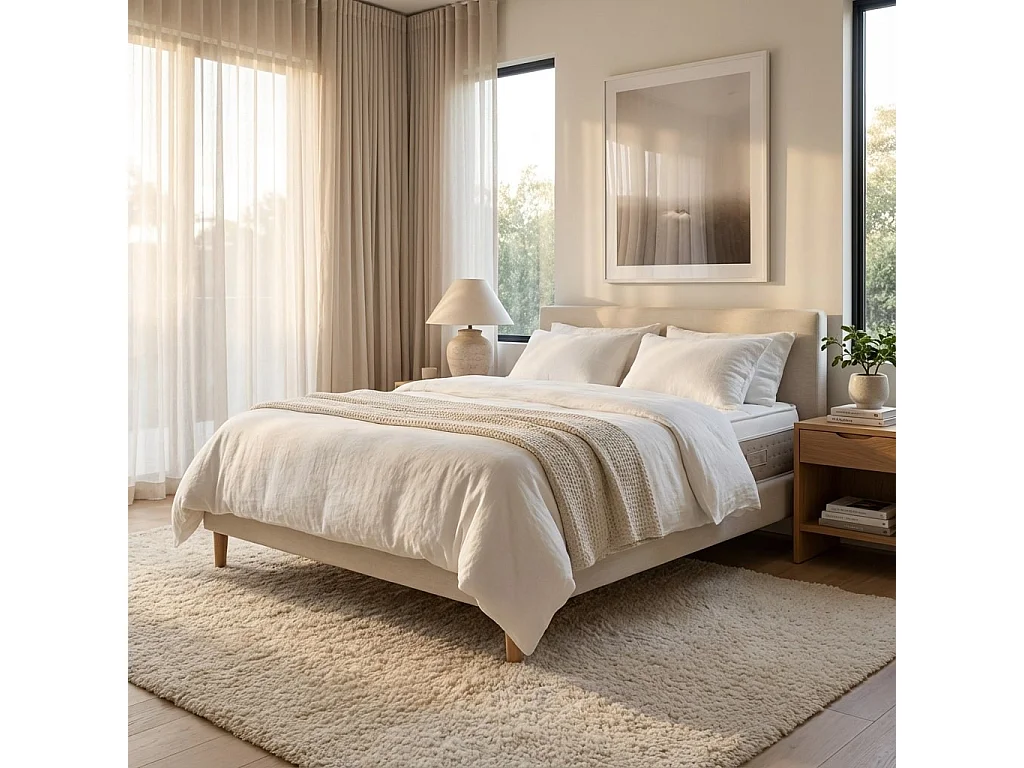 Conjunto Cloud Cotton y Kit em Madeira Milano Cement Talla 200 x 80 cm Altura 58 cm