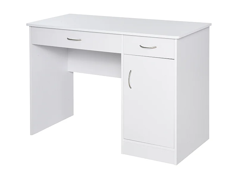 Easycomfort Scrivania Moderna Per Pc E Computer Con 2 Cassetti E 1 Armadietto, Scrivania Con Libreria Salvaspazio Per Ufficio O Camera In Legno, Bian