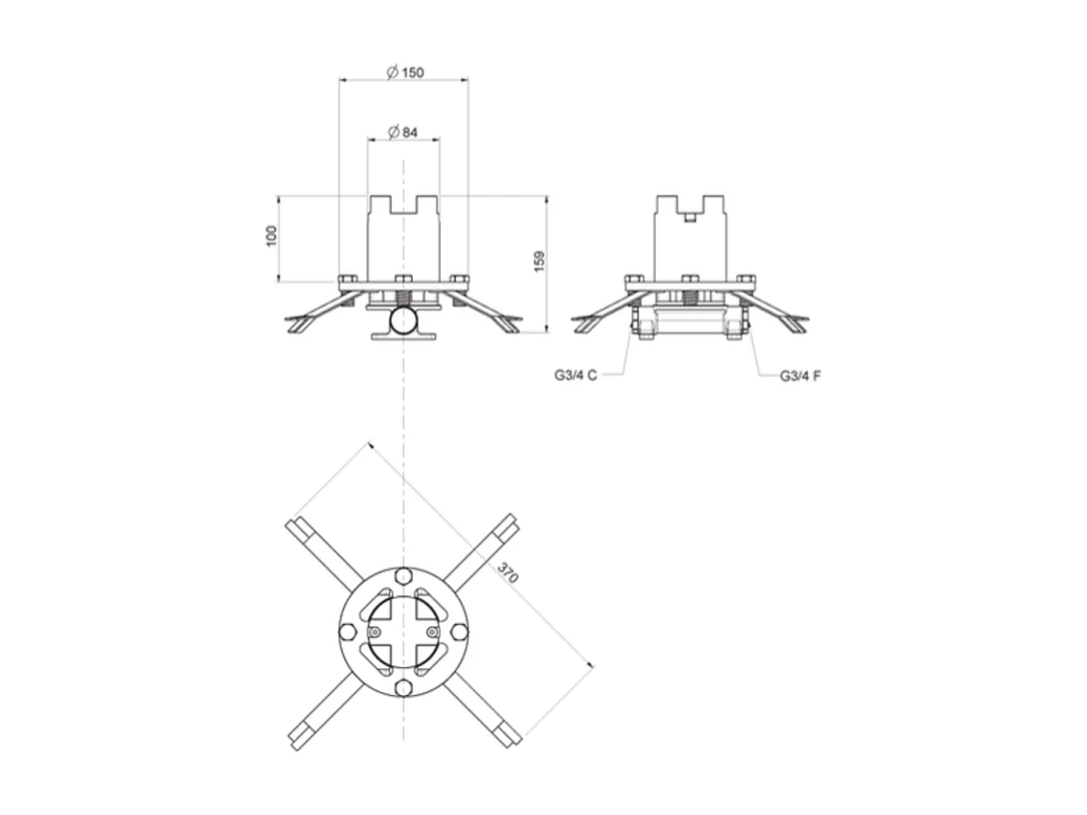 Colonne de douche extérieure progressive CRISTINA ONDYNA Inox 316 alimentation par le sol en inox