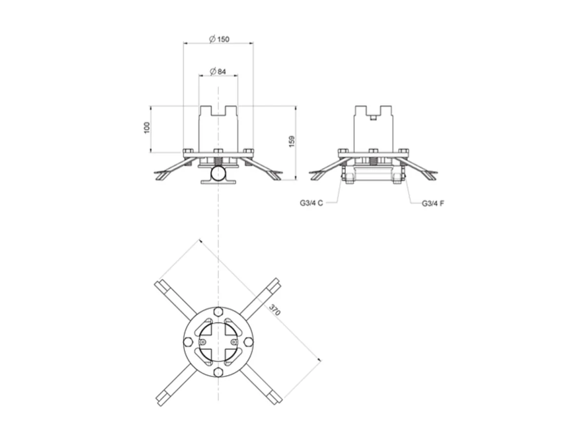 Colonne de douche extérieure progressive CRISTINA ONDYNA Inox 316 alimentation par le sol en inox