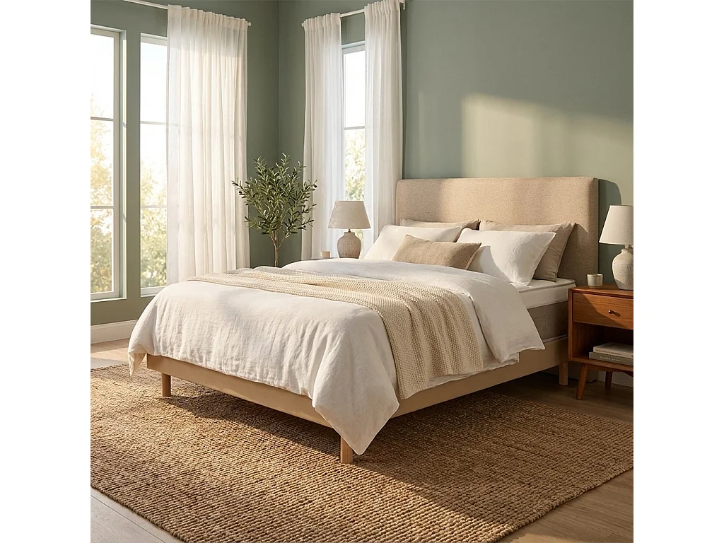 Conjunto Cloud Cotton y Kit em Madeira Milano Taupe Talla 200 x 80 cm Altura 58 cm