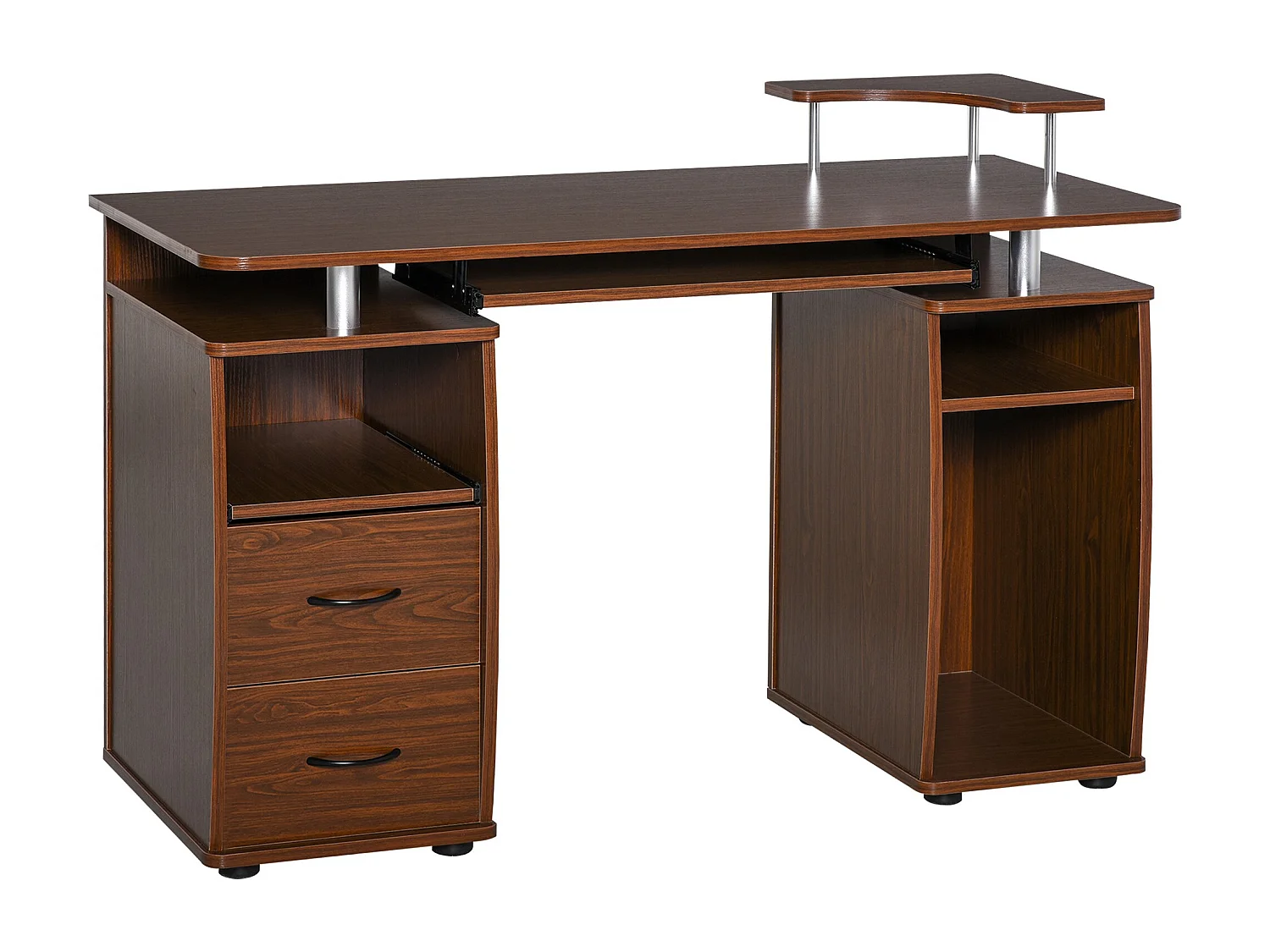 Easycomfort Scrivania Per Computer Moderna Porta Pc In Legno Con Cassetti, Scrivania Salvaspazio Con Libreria, Mensola Estraibile E Porta Tastiera, 1