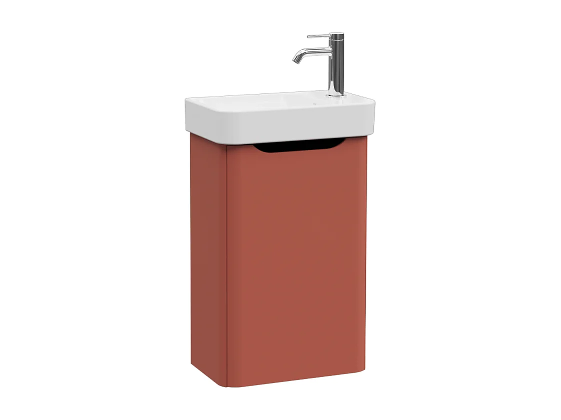 Meuble lave mains VITRA Sento Round terracotta avec plan vasque céramique 45 cm