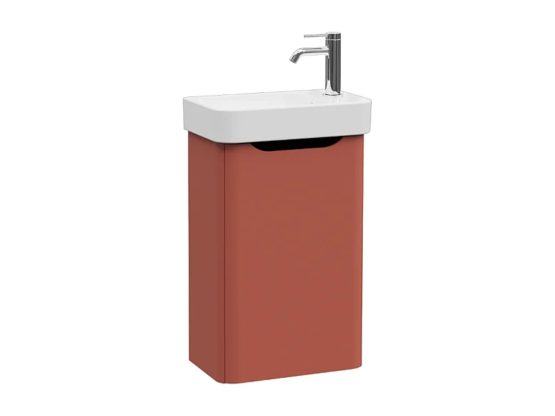 Meuble lave mains VITRA Sento Round terracotta avec plan vasque céramique 45 cm