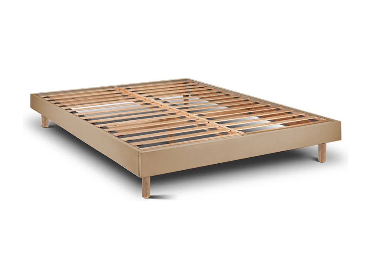 Conjunto Deluxe Ortopédico  y Kit em Madeira Milano Taupe Talla 200 x 140 cm Altura 57 cm