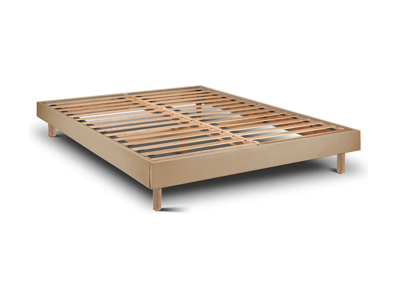 Conjunto Deluxe Ortopédico  y Kit em Madeira Milano Taupe Talla 200 x 140 cm Altura 57 cm