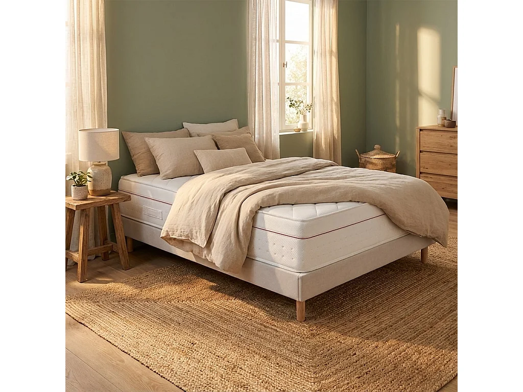 Conjunto Deluxe Ortopédico  y Kit em Madeira Milano Cement Talla 200 x 80 cm Altura 57 cm