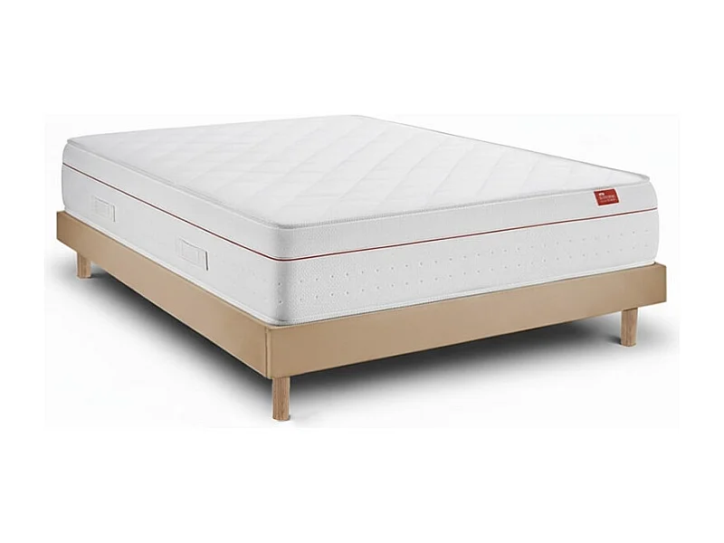 Conjunto Deluxe Ortopédico  y Kit em Madeira Milano Taupe Talla 190 x 140 cm Altura 57 cm