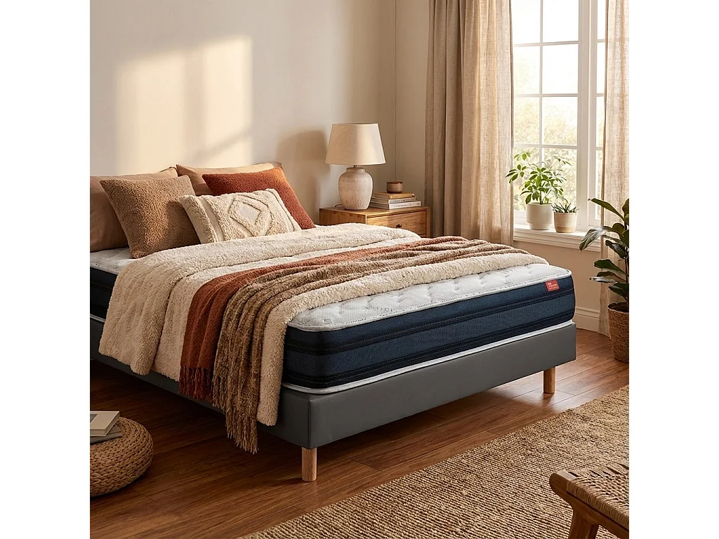 Conjunto Viscoflex Ortopédico  y Sommier 15cm Preto Talla 190 x 80 cm Altura 52 cm