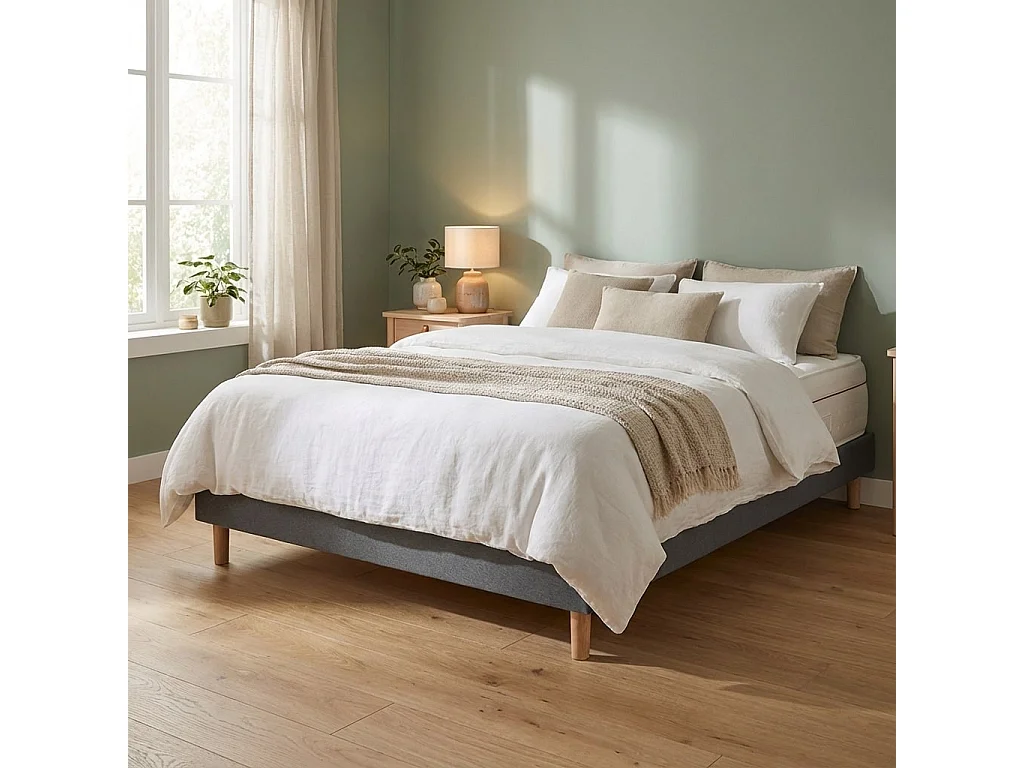 Conjunto Deluxe Ortopédico  y Kit em Madeira Milano Anthracite Talla 200 x 140 cm Altura 57 cm